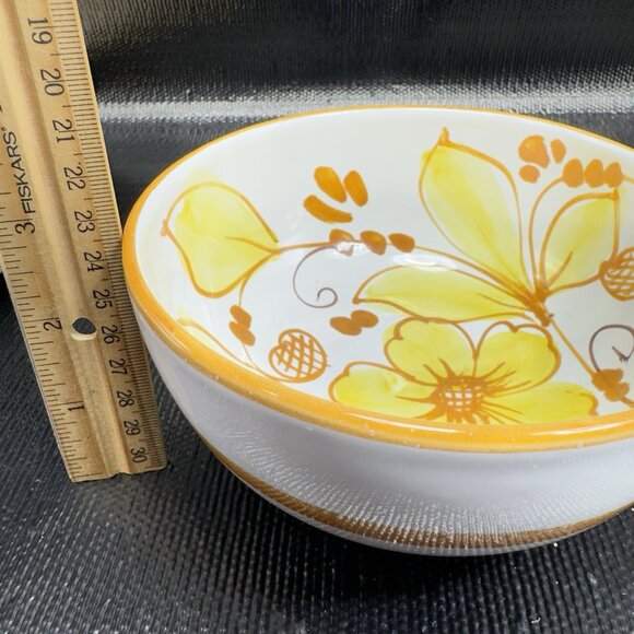 Italian Pottery Oversized Teacup And Saucer Set Hand Painted Yellow Flowers VTG - Picture 3 of 15